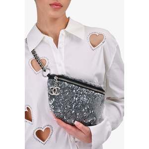 Pre-Loved Chanel™ 2018 Grey Sequin CC Belt Bag